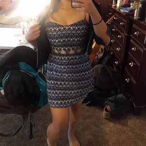 Blue aztec cutout dress